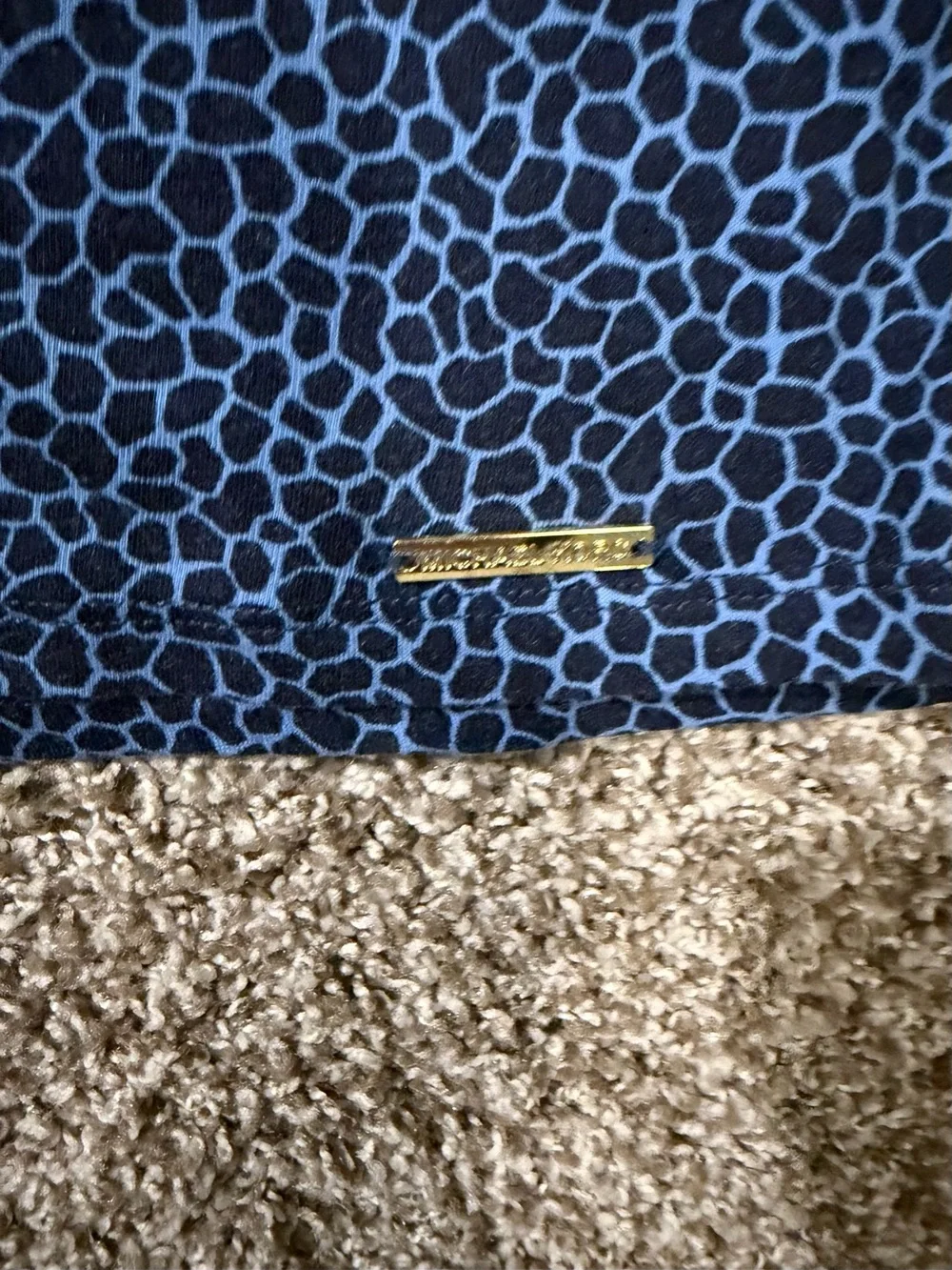 Michael Kors Navy Blue Printed Bell Sleeve Blouse